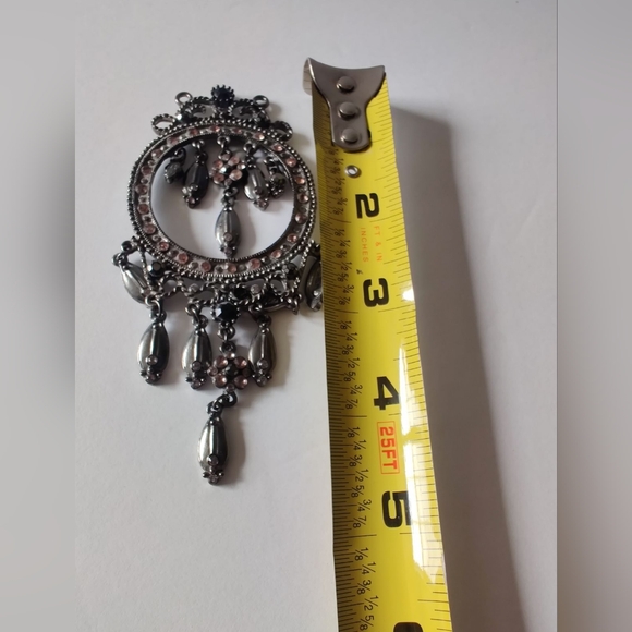 Vintage Silver Jewelry Necklace Pendant With Gem Stones - Picture 6 of 6